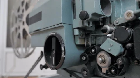 View Of Old Movie Projector. Close-Up Stock Footage 157994535