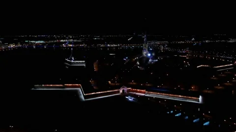 View of the old night city. Video stock 138031409