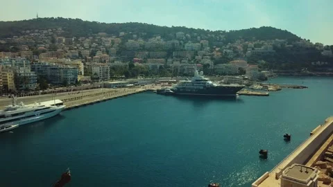 View of Old Port of Nice with yachts, France Stock Footage 130314711
