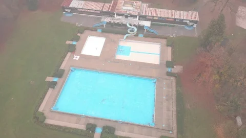 View of the old public swimming pool Maribor's Island. Video stock 120252139