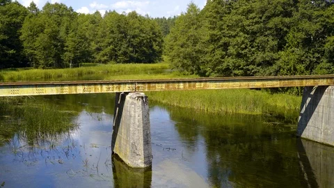 View of a old rustic metal train bridge Video stock 94431162
