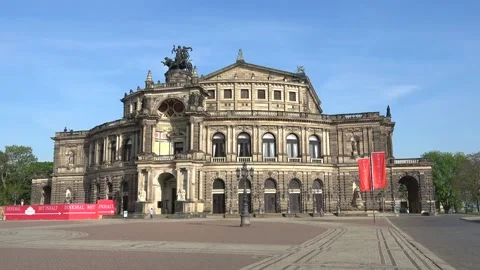 View of the old Semper Opera house on a sunny April day. Dresden, Germany Stock Footage 145806326