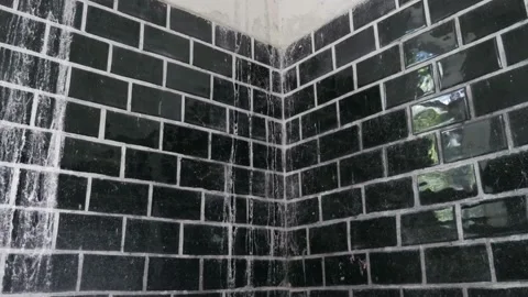 View of old shower tile, day lighting. Slider equipment used Stock Footage 100447235