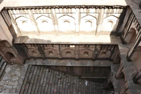 View of old step well. Stock Photos