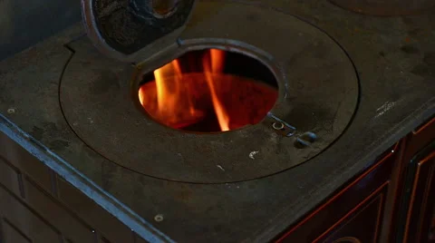 View of a Old style stove. Stock Footage 56609481
