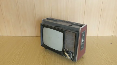 View Of Old Television, Camera Moving To Tv And Back Stock Footage 122124987