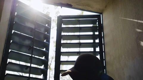 View from the old Tower window at terrace garden in Prague Stock Footage 119659222