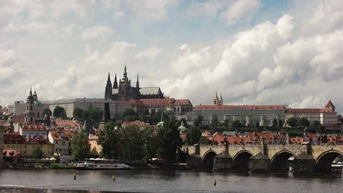 View of the Old Town architecture Prague , Czech Republic. St. Vitus Cathedral Stock Footage 85442192