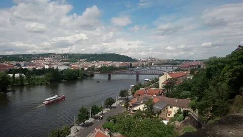 View of the Old Town architecture with red roofs in Prague , Czech Republic. St Stock Footage 85367829