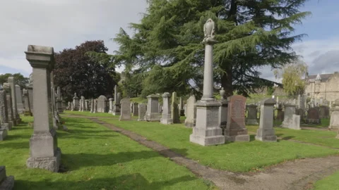 View of the Old Town Cemetery, Stirling, Scotland Stock Footage 322072008