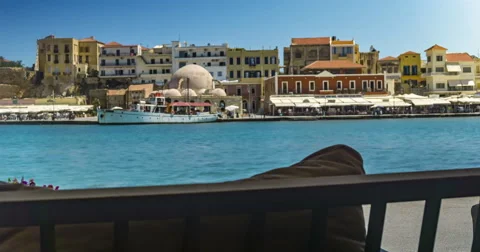 View at Old Town of Chania Crete Greece Stock Footage 54403575
