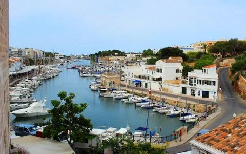 View on old town Ciutadella sea port, Menorca island, Balears, Spain. Stock Photos