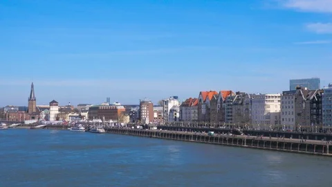 View of the old town of Dusseldorf Stock Footage 73871473