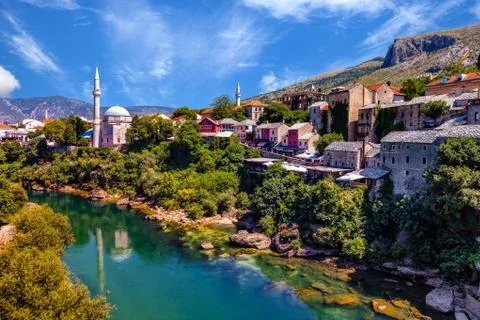 View at the Old Town in Mostar Stock Photos
