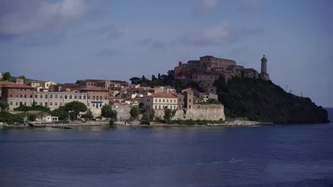 View of the old town from the sea. General plan. Stock Footage 329482572