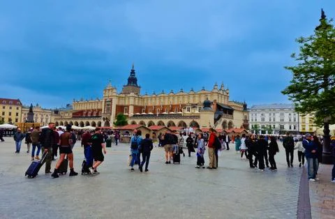 View of old town square and Sukiennice in Krakow. Poland Stock Photos