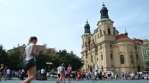 View of the old town square in Prague  Stock Footage 67345507