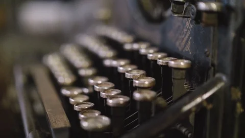 View of old typewriter in shallow depth of field. Changing deapth of field Stock Footage 107457116