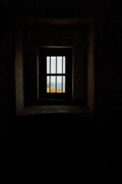 View from the old world war 2 bunker window in Croatia in Adriatic sea. Stock Photos