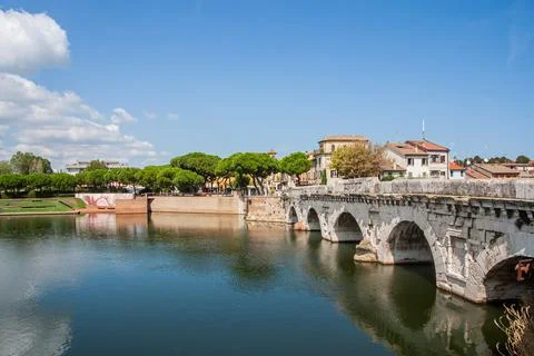 View of the oldest bridge, over 2000 years old, San Giuliano Mare Stock Photos