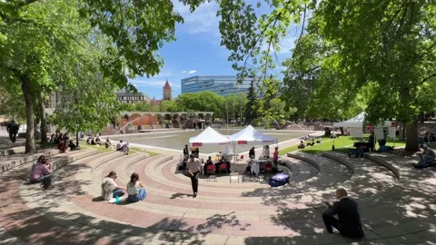 View of Olympic Plaza, Calgary Stock Footage 196958691