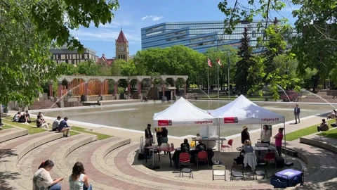View of Olympic Plaza, Calgary Stock Footage 196958694