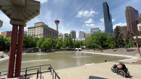 View of Olympic Plaza, Calgary Stock Footage 196958705