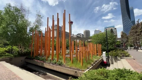 View of Olympic Plaza, Calgary Stock Footage 196958717