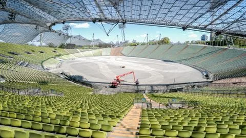 View of the Olympic stadium in Munich Germany Stock Photos