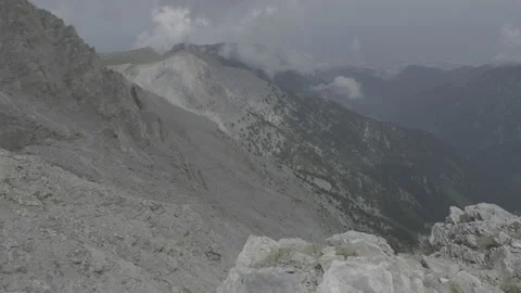 View of the Olympus valley in Greece seen from the Skala peak Stock Footage 239102455