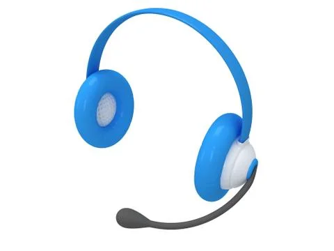 View of one blue headset. 3d render. Stockillustratie