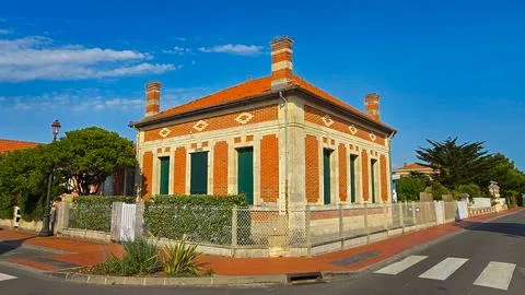 View of one of the charming villa at the intersection of the picturesque town Stock Photos