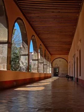 View of one of the corridors of ex-convent in San Miguel de Allende Stock Photos