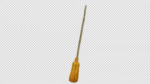 View of one long broom for cleaning yellow Stock Illustration