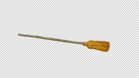 View of one long broom for cleaning yellow Stock Illustration