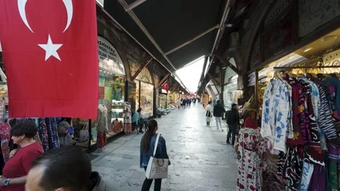 A view of one of the many bazaars in Istanbul Stock Footage 265486863