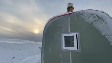 View of one of the modules of the mountain camp Vologda Gran Video stock 179354632