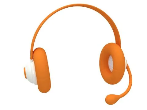 View of one orange headset. 3d render. Stock Illustration