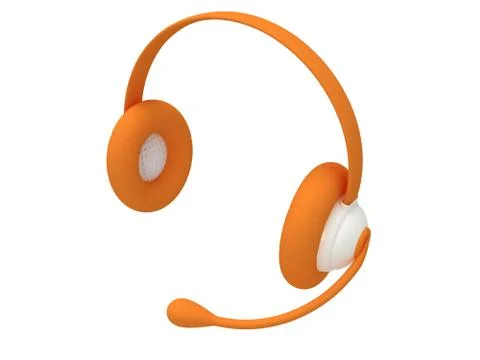 View of one orange headset. 3d render. Illustrazione stock