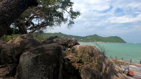 View from one part of the rocky shore to the other. Stock Footage 230079007