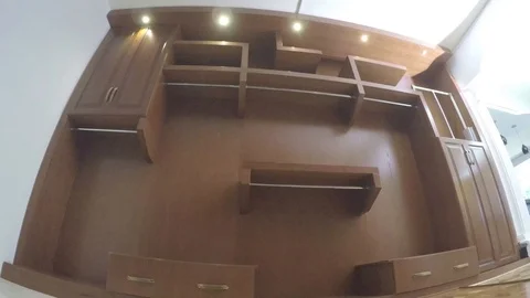 View of one side of a big and empty closet Stock-Footage 97269273