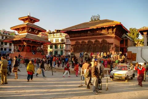 View to one of the temples in Durbar Square in Kathmandu, Nepal. Foto stock