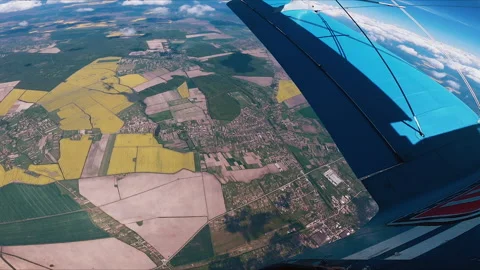 View from the open door of the plane, before skydiving. Stock Footage 155118851