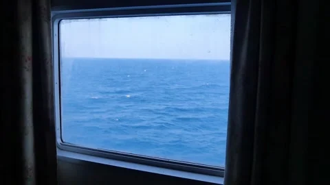 View of the open sea from the window of a VIP room on a ship. Stock Footage 319404944