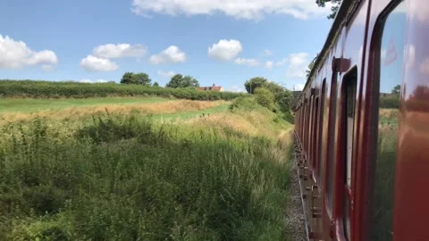 View from open window of a moving steam train Stock Footage 138590236