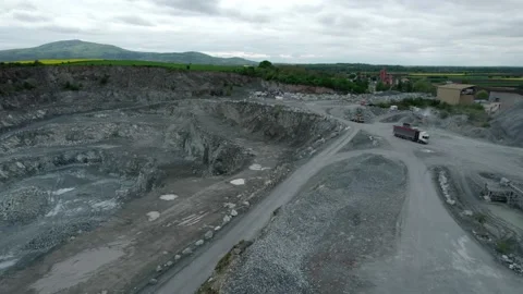 A view of the opencast mine extracting aggregate. Stock Footage 154999833
