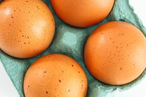 View of opened box of chicken eggs for market place Stock Photos