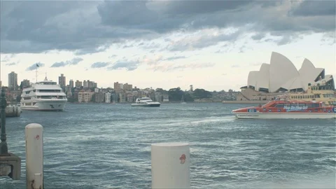 View Of Opera House And Boats Passing By From A Port In Sydney Australia Stock Footage 123285853