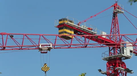View of operating crane engine pulling hook against clouds Stock Footage 53248024