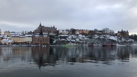 View or a beautiful Södermalm, Stockholm Stock Footage 166826187